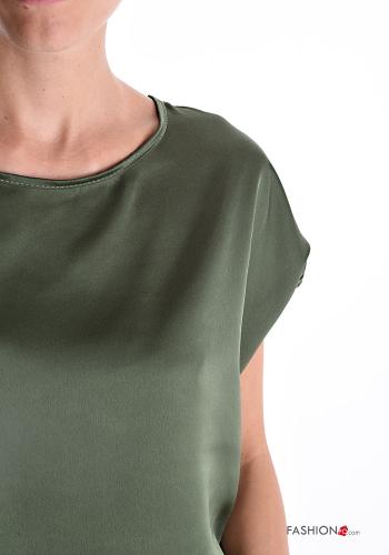 Blusa cetim manga curta gola redonda com botões - ph 4