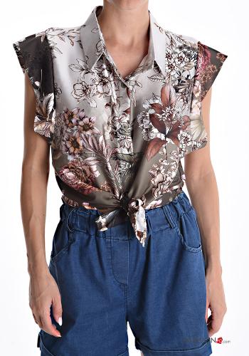 Camicia maniche corte con colletto Fantasia floreale con bottoni - ph 1