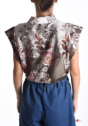 Camicia maniche corte con colletto Fantasia floreale con bottoni - ph 2