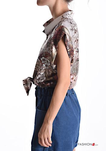 Camicia maniche corte con colletto Fantasia floreale con bottoni - ph 3