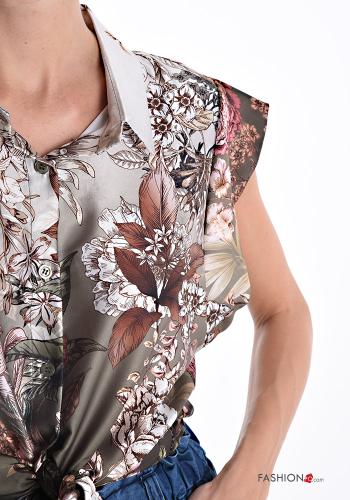 Camicia maniche corte con colletto Fantasia floreale con bottoni - ph 4