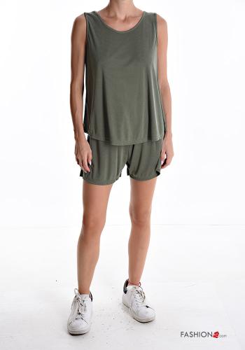 Coordinato senza maniche corto con tasche con elastico