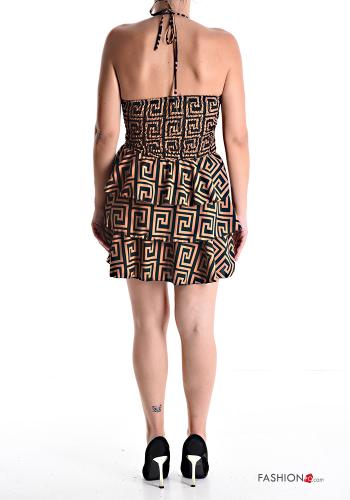 Robe sans manches courte à dos nu ajustable à Imprimé Géométrique à volants - ph 2