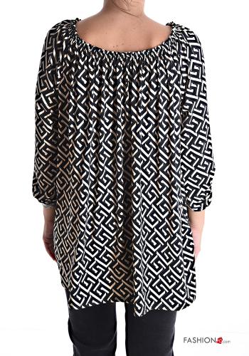Blusa lungo Fantasia geometrica con bottoni con elastico - ph 2