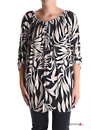 Blusa Fantasia floreale con bottoni con elastico - ph 1