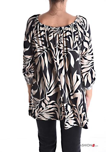 Blusa Fantasia floreale con bottoni con elastico - ph 2