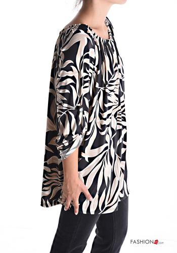 Blusa Fantasia floreale con bottoni con elastico - ph 3