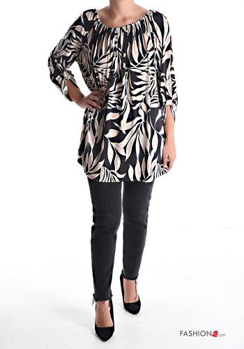 Blusa Fantasia floreale con bottoni con elastico - ph 5