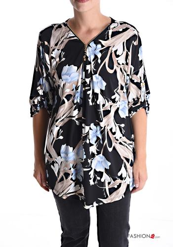Floral Blouse with buttons with zip - ph 1