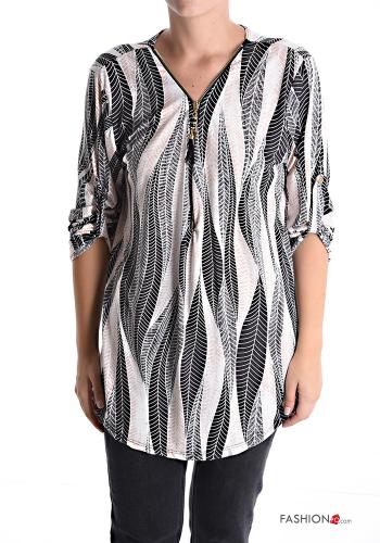 Blusa Padrão optical gola V com fecho - ph 1