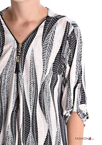 Blusa Padrão optical gola V com fecho - ph 4