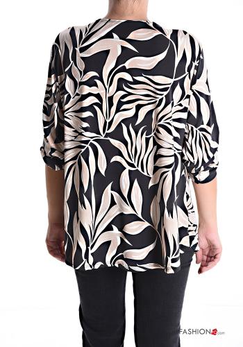 Blouse Imprimé abstrait à col en V avec fermeture éclair - ph 2