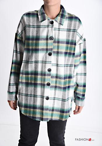 Camicia in Cotone con colletto Fantasia tartan con bottoni - ph 1