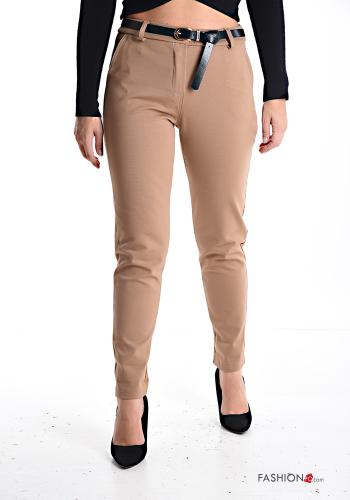 skinny Trousers with belt with buttons with zip with pockets