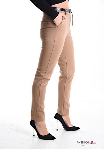 skinny Trousers with belt with buttons with zip with pockets - ph 3