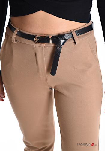 skinny Trousers with belt with buttons with zip with pockets - ph 4