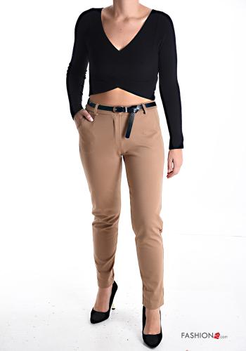 skinny Trousers with belt with buttons with zip with pockets - ph 5