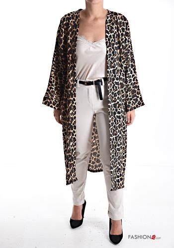 Animal print long sleeve Duster Coat without lining - ph 1
