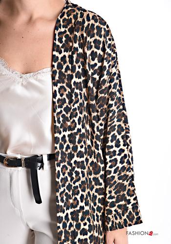 Animal print long sleeve Duster Coat without lining - ph 4