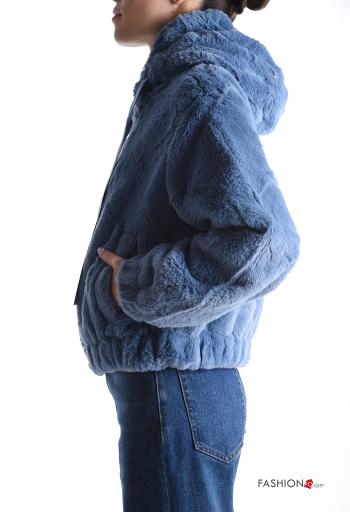 Giacca pelliccia sintetica con fodera con cappuccio con tasche con zip - ph 3
