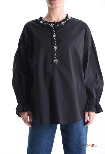 Camicia in Cotone girocollo con strass con elastico - ph 1