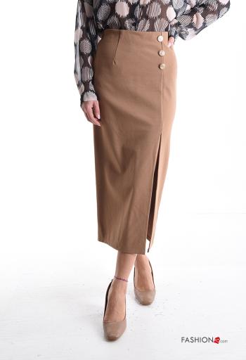 Longuette Skirt with elastic with split with buttons - ph 1
