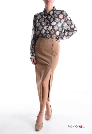 Longuette Skirt with elastic with split with buttons - ph 5