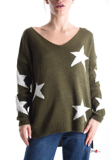 Maglione maniche lunghe Fantasia oggetti scollo a V - ph 1