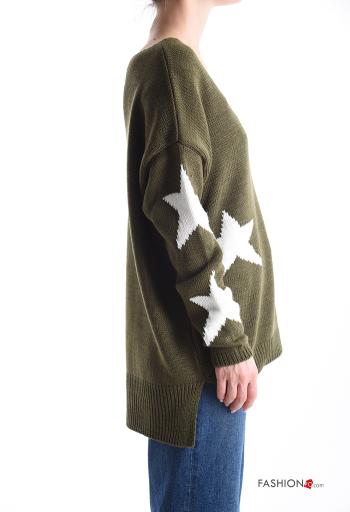 Maglione maniche lunghe Fantasia oggetti scollo a V - ph 3