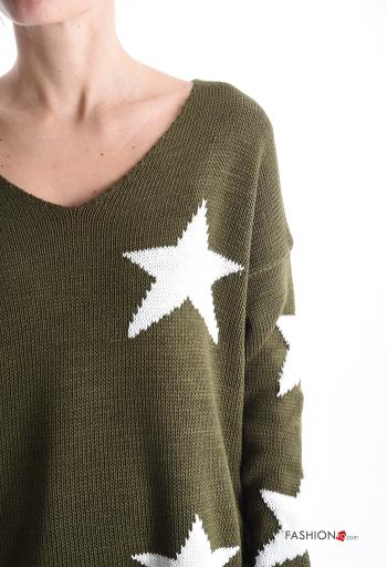 Maglione maniche lunghe Fantasia oggetti scollo a V - ph 4