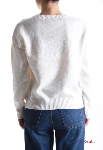 Embroidered long sleeve crew neck Sweater with rhinestones - ph 2