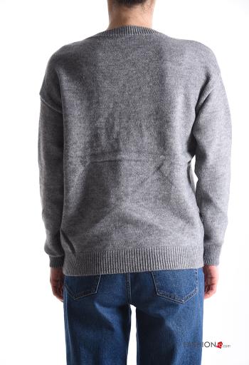 Maglione maniche lunghe girocollo Fantasia ricamata - ph 2