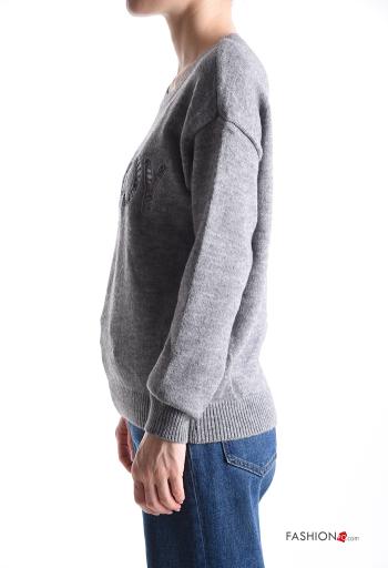 Maglione maniche lunghe girocollo Fantasia ricamata - ph 3