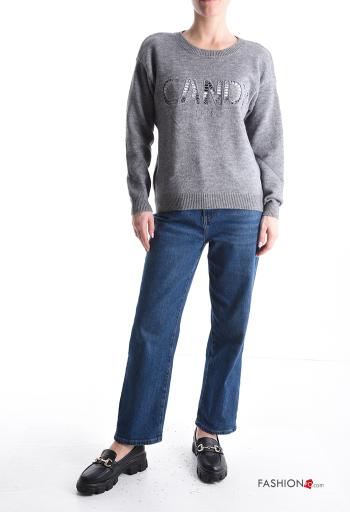 Maglione maniche lunghe girocollo Fantasia ricamata - ph 5