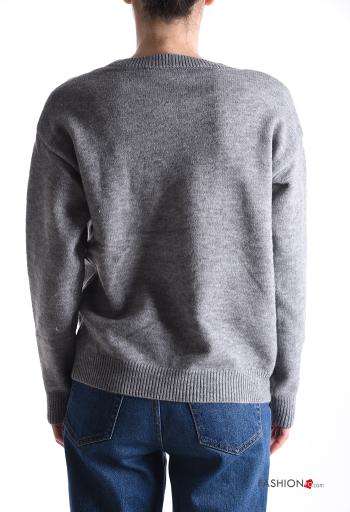 Maglione maniche lunghe girocollo Fantasia ricamata - ph 2