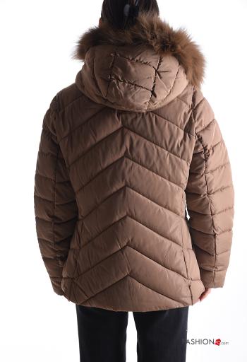 Piumino pelliccia sintetica con fodera con cappuccio con tasche con zip - ph 2