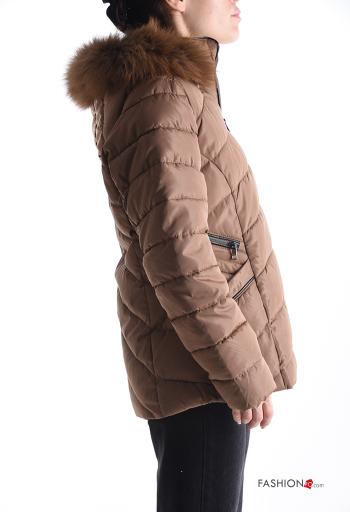 Piumino pelliccia sintetica con fodera con cappuccio con tasche con zip - ph 3