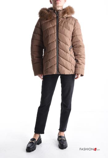 Piumino pelliccia sintetica con fodera con cappuccio con tasche con zip - ph 5