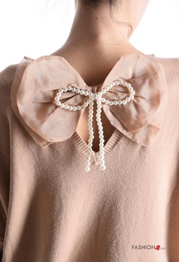 Maglione scollato sulla schiena scollo a V con fiocco con perle - ph 4