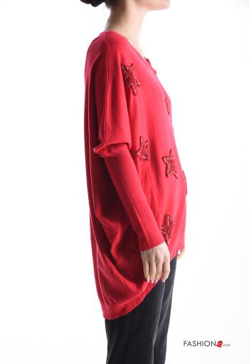 Maglione oversize maniche lunghe Fantasia oggetti scollo a V - ph 3