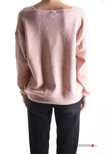 Maglione in Misto Lana maniche lunghe Fantasia animali scollo a V - ph 2
