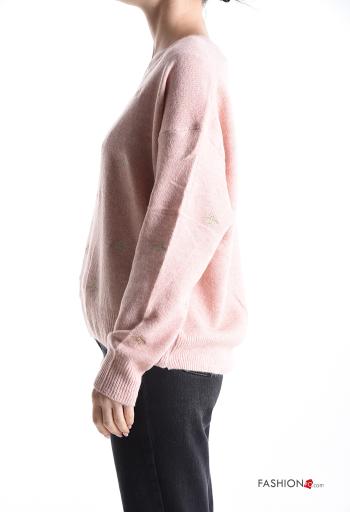 Maglione in Misto Lana maniche lunghe Fantasia animali scollo a V - ph 3