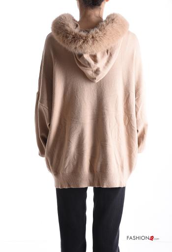 Maglione pelliccia sintetica con tasche con cappuccio - ph 2