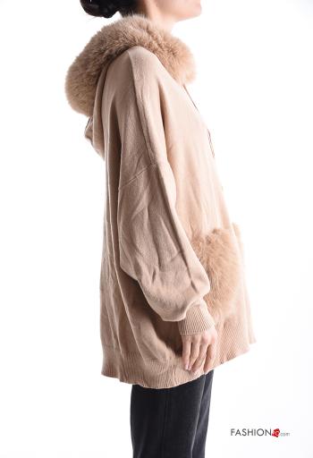 Maglione pelliccia sintetica con tasche con cappuccio - ph 3