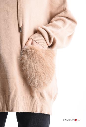 Maglione pelliccia sintetica con tasche con cappuccio - ph 4
