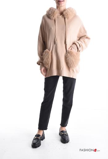 Maglione pelliccia sintetica con tasche con cappuccio - ph 5