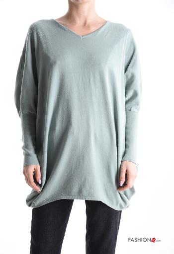 Maglione maniche lunghe scollato sulla schiena Fantasia ricamata scollo a V