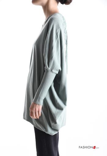 Embroidered long sleeve backless Sweater with v-neck - ph 3