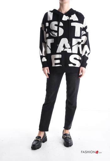 Jersey manga larga Patrones de escritura con capucha - ph 5