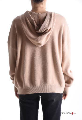 Maglione maniche lunghe con strass con cappuccio - ph 2